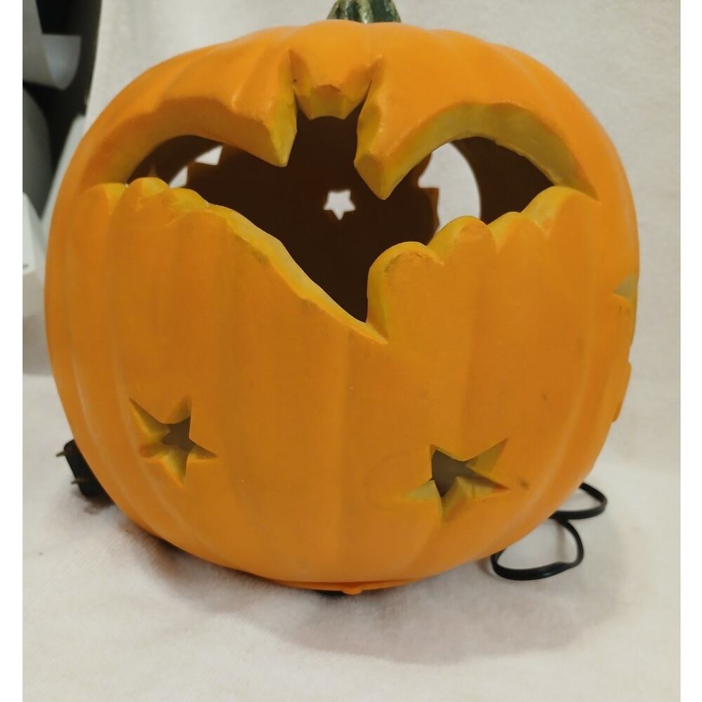 Rare 1993 Trendmasters Pumpkin Blow Mold Halloween Bats Star Moon Projects Light - Picture 12 of 16
